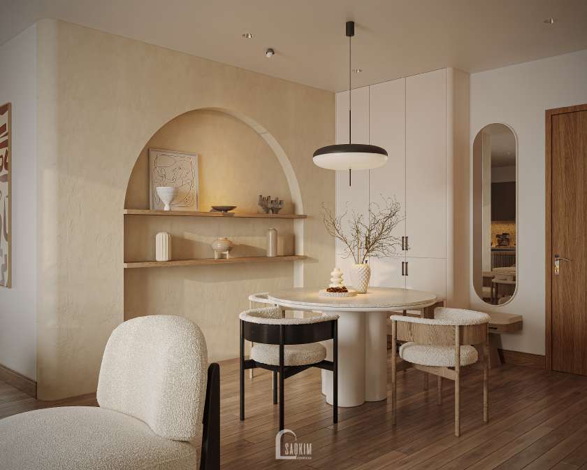 Thiết kế nội thất phòng bếp tại căn hộ The Zurich mang phong cách Modern Organic
